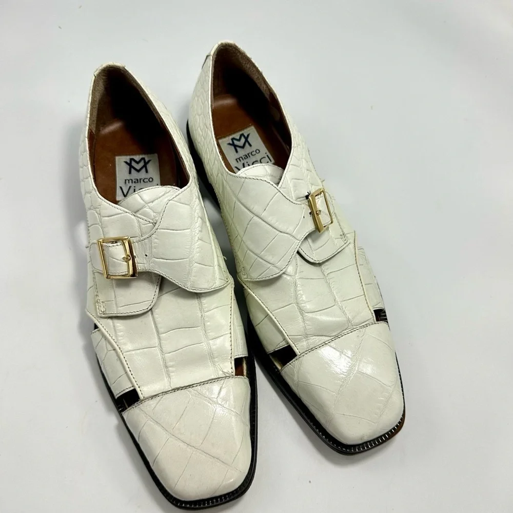 Marco Vicci white croc embossed city sandal loafers size 10.5